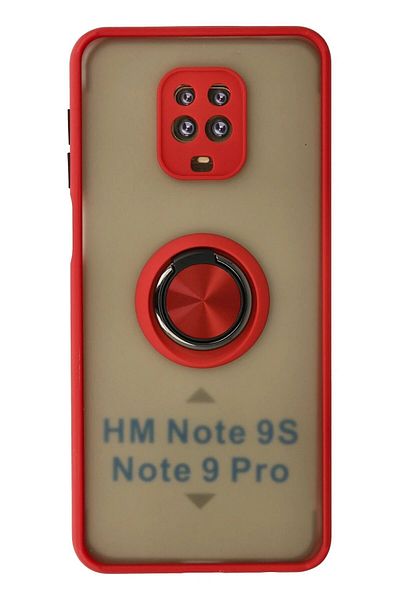 CepteToptan حافظة هاتف Xiaomi Redmi Note 9 Pro من السيليكون مونتريال مع حلقة - أحمر - MKİ3664-8386