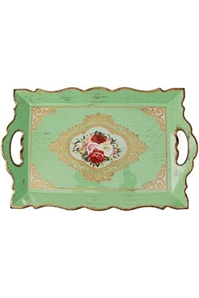 ASİTAN صينية خشبية منقوشة باللون الأخضر المائي من Ancel