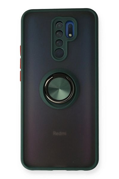CepteToptan غطاء حماية سيليكون مونتريال لهاتف Xiaomi Redmi 9 مع حلقة - أخضر - MKİ9561-6494