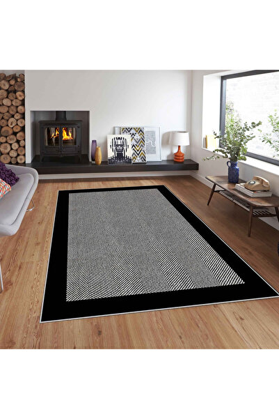 Exporgin Black Herringbone Frame 3D Digital Printing Anti-Slip Backing Carpet