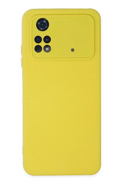 CepteToptan حافظة هاتف Xiaomi Poco M4 Pro 4G مصنوعة من السيليكون المخملي الداخلي - أصفر - MKİ8098-5537