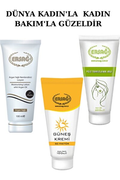 Ersağ Ersağ Güneş Kremi.yüz Temizleme Jeli. Argan Yağlı Nemlendirici.