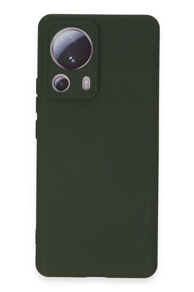 CepteToptan حافظة هاتف Xiaomi Mi 13 Lite مصنوعة من السيليكون المخملي الداخلي - أخضر داكن - MKİ6918-9459