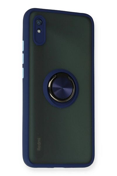 CepteToptan حافظة هاتف Xiaomi Redmi 9A من السيليكون مع حلقة مونتريال - أزرق داكن - MKİ4763-2073