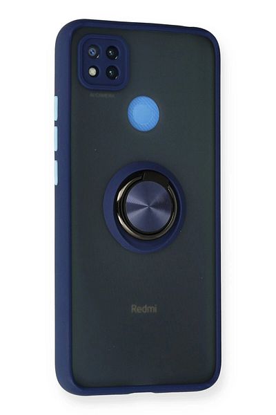 CepteToptan حافظة هاتف Xiaomi Redmi 9C من السيليكون مع حلقة مونتريال - أزرق داكن - MKİ7162-1527