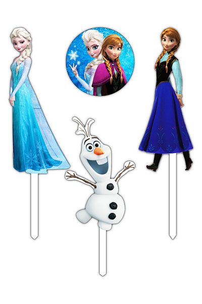 Bloom Atelier Frozen Cake Figurines, Set of 4 Cake Accessories, Cake Decoration Accessories, Cake Decorations