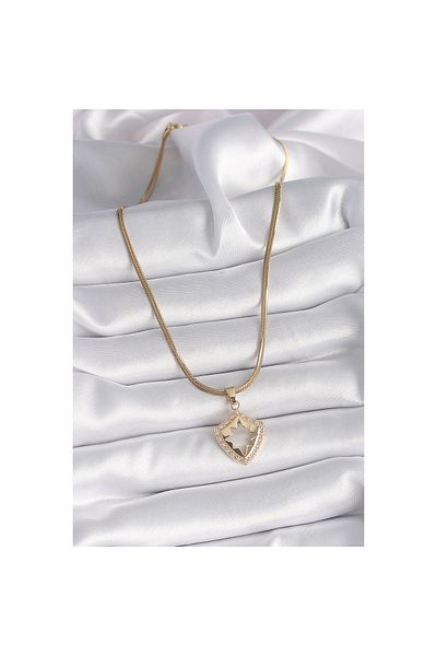 Clariss 316L Steel Gold Color Italian Chain Zircon Stone Pole Star Engraved Women's Necklace