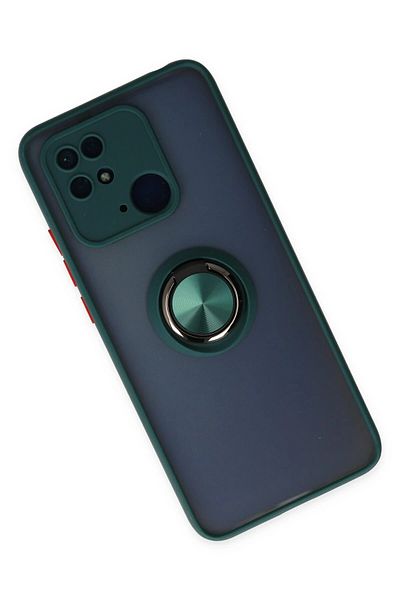 CepteToptan حافظة هاتف Xiaomi Redmi 10C من السيليكون مع حلقة مونتريال - أخضر - MKİ6356-1669