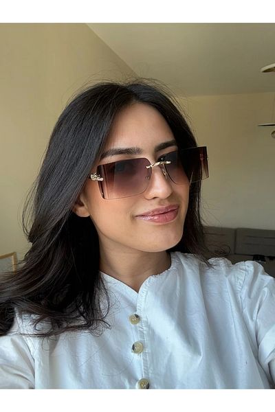 RoseandRoses Arva Logo Detail New Season Sunglasses Brown Gold