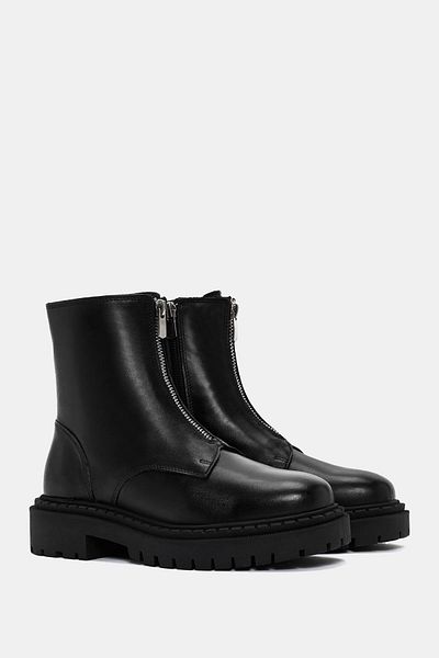 Bestyle Ziva Women's Black Real Leather Zippered Boots