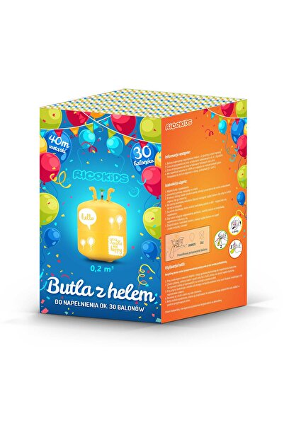 İSP Complete Balloon Party Set, Helium Cylinder, "ISP", with 30 Colorful Balloons, 40m of Ribbon,