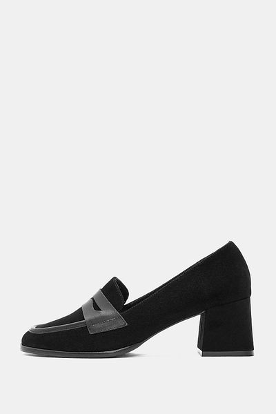 Bestyle Erica Women's Black Real Suede Leather Heeled Shoes