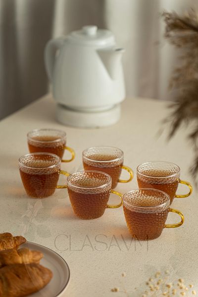 clasavm طقم من 6 أكواب شاي قهوة اسبريسو من زجاج سيلفا الشفاف 110 مل - تصميم عصري وأنيق | 6 أكواب