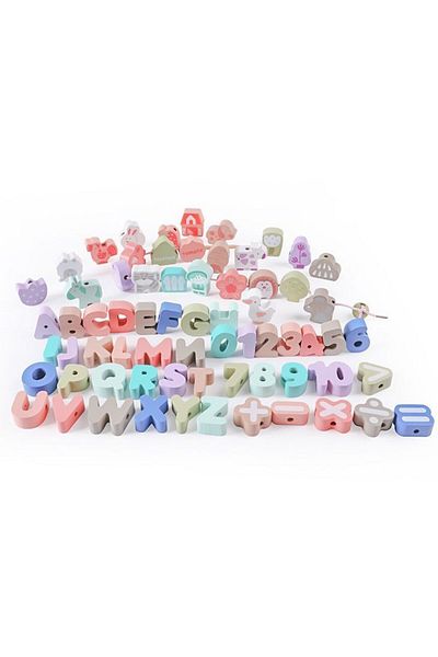 İSP Wooden Construction Set 80 Pieces "Pieces on a String", Motor Development and Intelligence