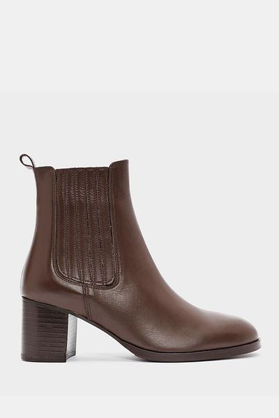 Bestyle Villa Women's Dark Brown Real Leather Heeled Classic Boots