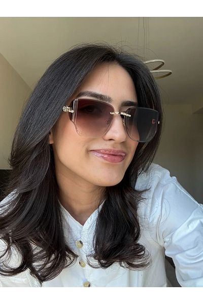 RoseandRoses Nyra Logo Detailed New Season Sunglasses Brown Gold
