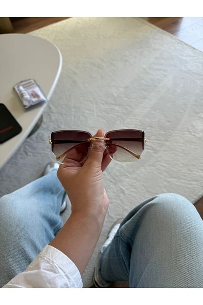 RoseandRoses Nyra Logo Detailed New Season Sunglasses Brown Gold