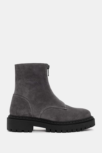 Bestyle Ziva Women's Dark Gray Real Suede Leather Zippered Boots