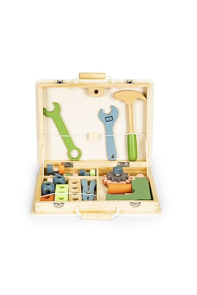 İSP Trusa de Lucru din Lemn Natural, Multiple Unelte si Accesorii, "LikeSmart WoodTools", pentru Copii,