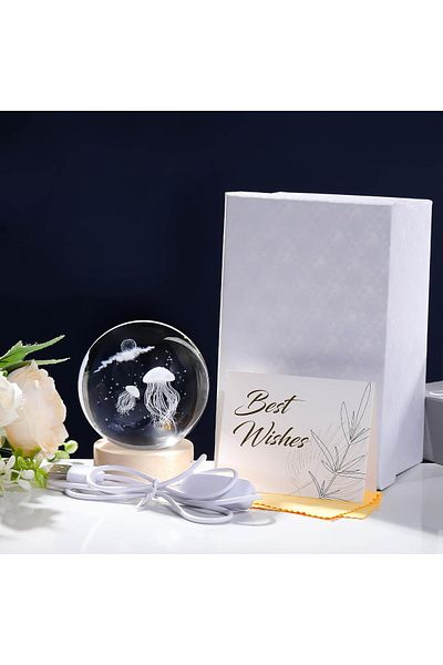 Wolawood Premium Crystal Glass Snow Globe 3D Lighted Figurine Lamp Wooden Base Led Decorative USB Gift Set