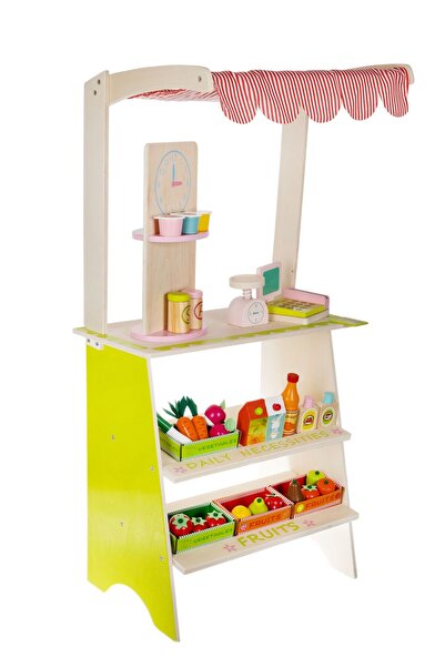 İSP Wooden shop "ISP LikeSmart WoodShop", 94 cm, 29 accessories, scale, vegetables and fruits, credit card