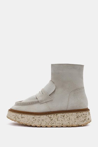 Bestyle Marnie Women's Gray Real Suede Leather Thick Soled Boots