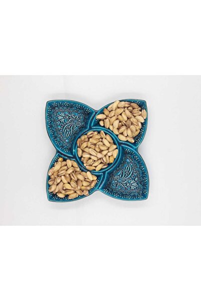 TTSERAMİK Handmade 5 Compartment Ceramic Sauce Bowl – Turquoise Blue & Turquo...