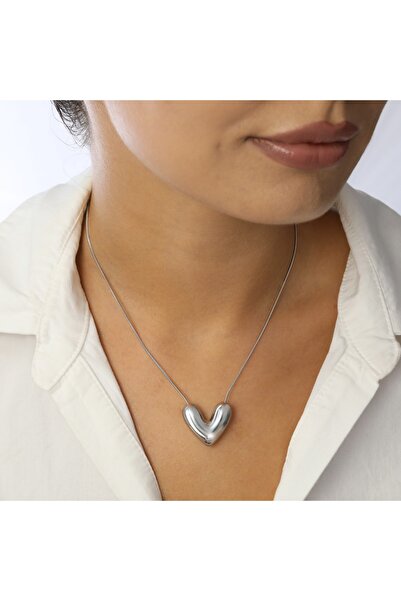 GÜNEBAKAN AKSESUAR قلادة قلب من الفولاذ