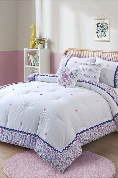 Bee Home Bed and Bath Faye | 5 Pieces Full Comforter Set - 219 X 193 Cm