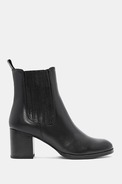 Bestyle Villa Women's Black Real Leather Heeled Classic Boots