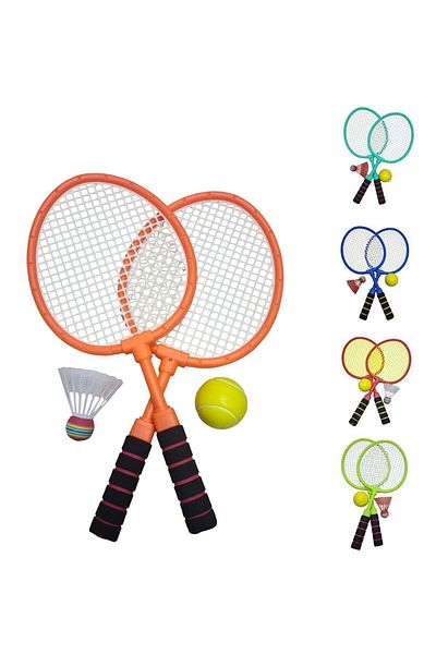 Generic Kids Tennis Racket Set Plastic Badminton Racquet with Badminton Ball and Sponge Tennis Ball Racquets