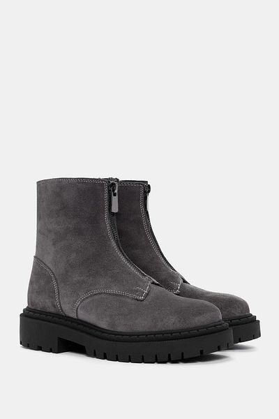 Bestyle Ziva Women's Dark Gray Real Suede Leather Zippered Boots