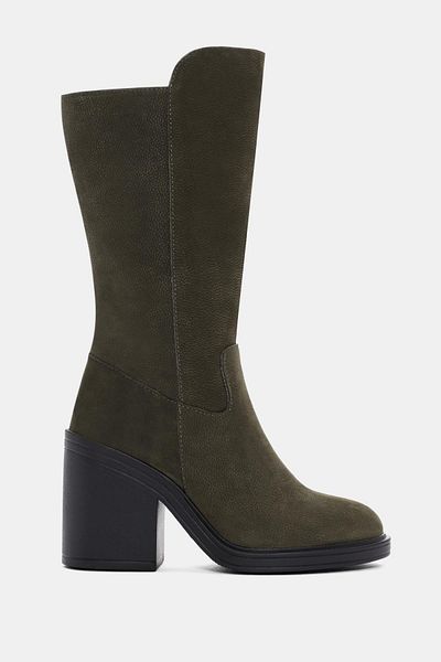 Bestyle Lana Women's Khaki Real Leather Heeled Boots