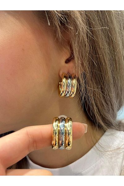 ZRA Vanilla Avenue Golden Yellow 3 Color Ring Trend Daily Use Women's Earrings