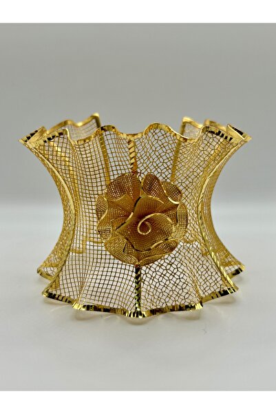 NYR Gold Silver 925 Ayar Gümüş Üzeri 22 Ayar Altın Kaplama Çiçek Motifli Tül ...