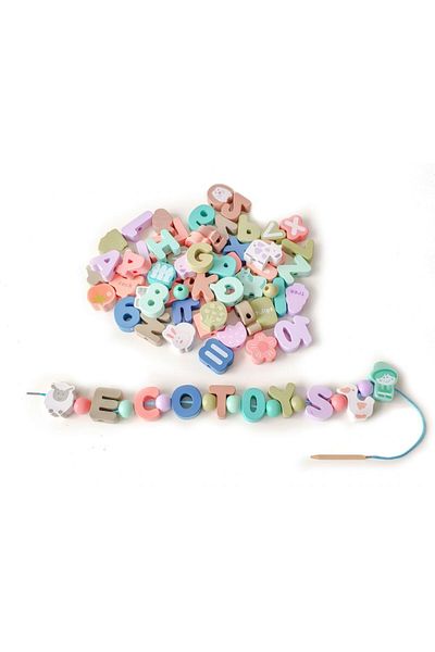 İSP Wooden Construction Set 80 Pieces "Pieces on a String", Motor Development and Intelligence