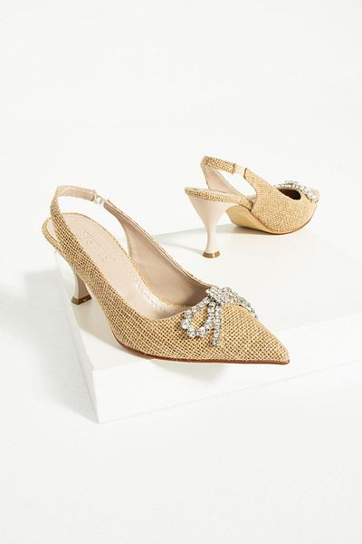 Bestyle Mona Women's Beige Linen Heeled Shoes