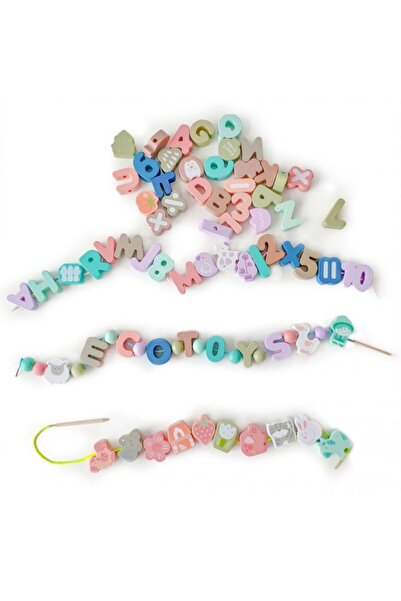 İSP Wooden Construction Set 80 Pieces "Pieces on a String", Motor Development and Intelligence