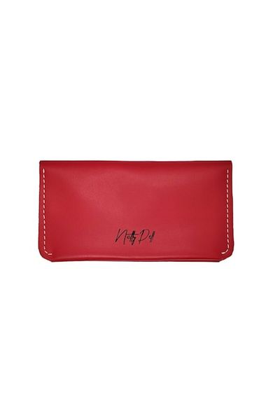Natty Pell - Women's Wallet, Handmade from Leather, Red Sewed with White Thread
