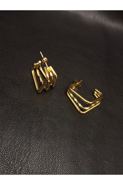 Han Ticarethane Gold Remk 3D Square Model Steel Necklace