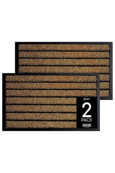 OPTIM DEKO Pachet 2 x Covoras intrare cauciuc si polietilena, FORTE Maro, 75 x 45 cm