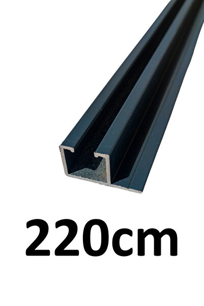 İzen Tek Kanallı Yan Çıtalı 220cm Antrasit Alüminyum Perde Rayı (25mm) Tekli ...