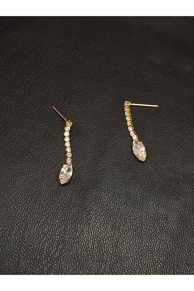 Han Ticarethane Gold Color Stone Waterway Model Earrings