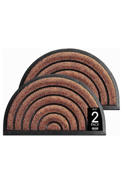 OPTIM DEKO Pack of 2 Modern Entry Mats, Rubber and Polyethylene, Highly Durable, DM 09, 75x45 cm, Semicircle