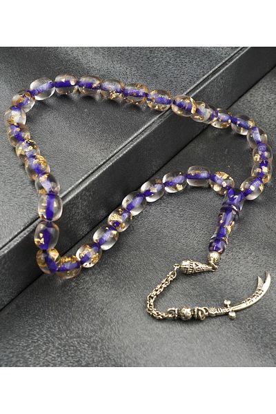 Tesbih-i Hazır Tesbihçilik Gold Particle Tasbih 925 Sterling Microns Silver Tassel Large Size Tasbih