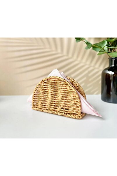 MERTİVAS Hasır Rattan Peçetelik Saklama Kutusu Organizer Oval