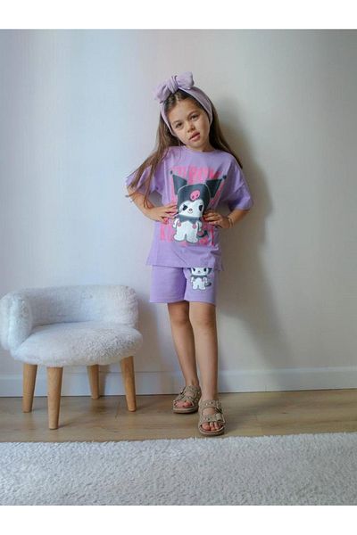 JELİBOOM Kuromi Girl's Shorts Set Organic 100% Cotton