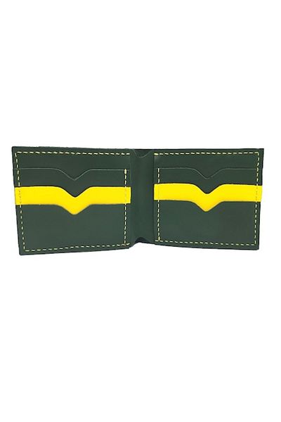 Natty Pell Handmade Men's Wallet in Genuine Leather, Green & Yellow