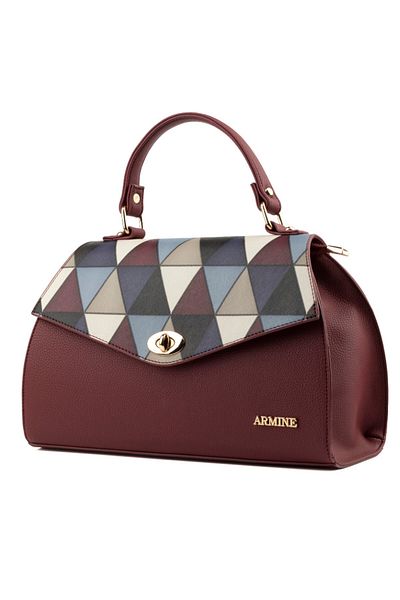 Armine Modern Stylish Design Zippered Plaid Women's Bag Claret Red