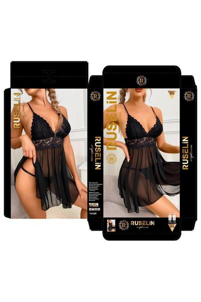 Modaley Giyim Čipka Detaljna, moderna ženska spavaćica crna